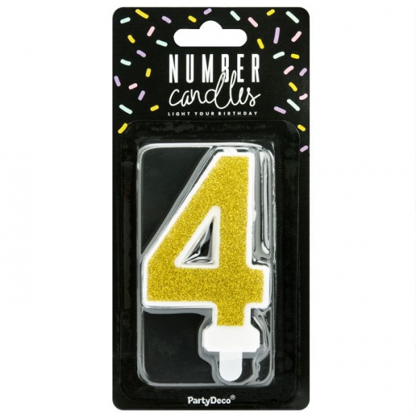 Number Candle - 4 - Gold
